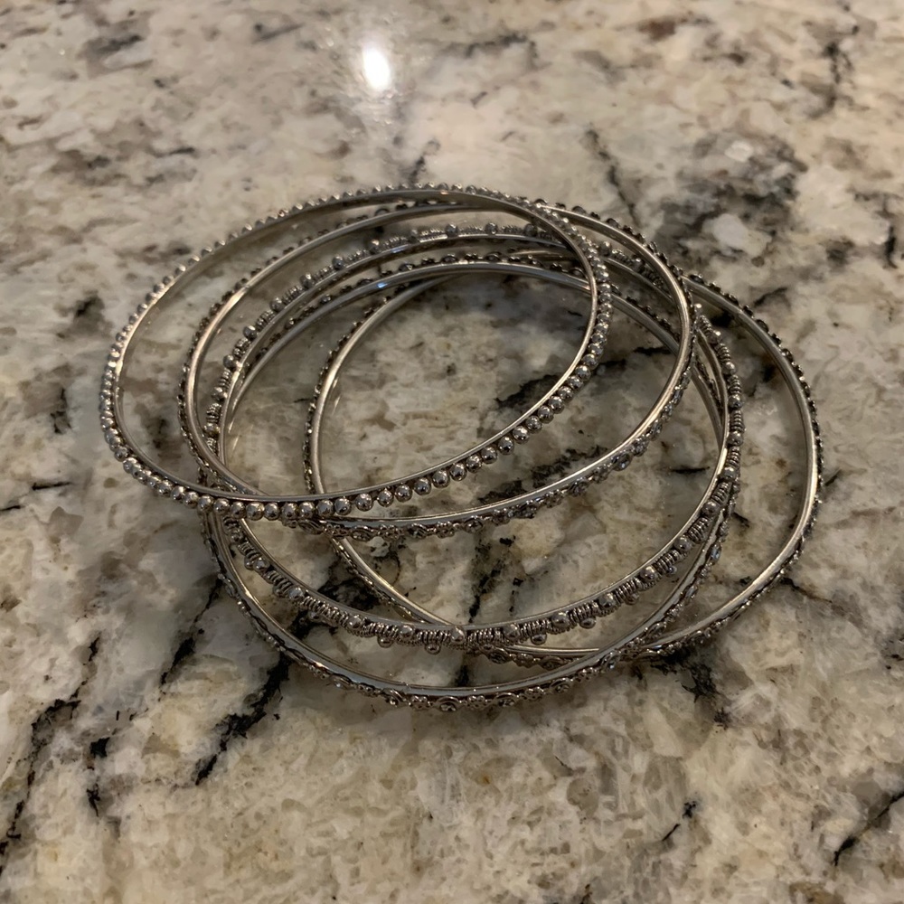 Set of Five Silver Bangles